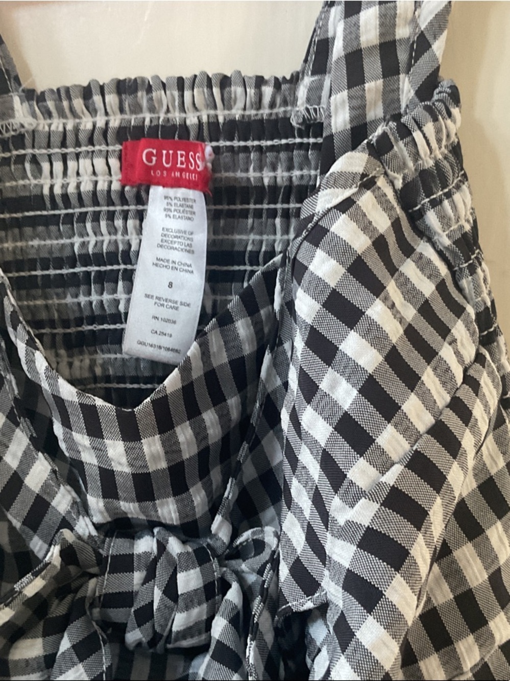 Guess Black and White Gingham Bow Sundress - Picture 3 of 4